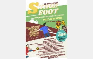 Stage Foot du 17 au 21 Avril