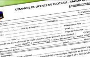 DEMANDE DE LICENCE DE FOOTBALL JOUEUR / DIRIGEANT