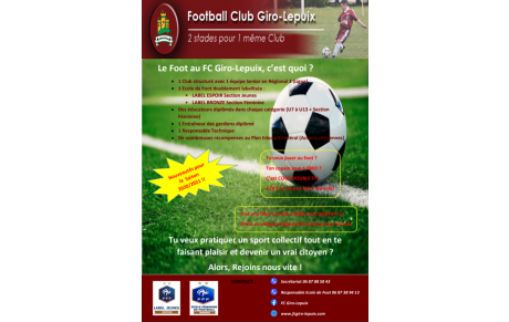 L'école de foot recrute