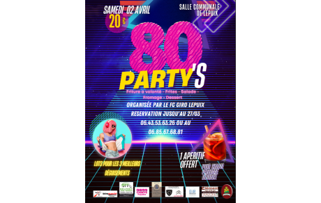 Soirée années 80, le 2 Avril !