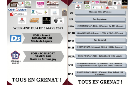 Où retrouver le FC Giro-Lepuix ce week-end ? Semaine 9
