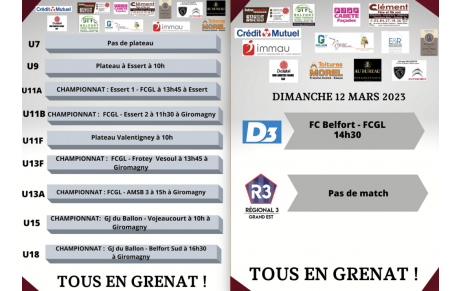Où retrouver le FC Giro-Lepuix ce week-end ? Semaine 10