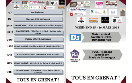 Où retrouver le FC Giro-Lepuix ce week-end ? Semaine 12